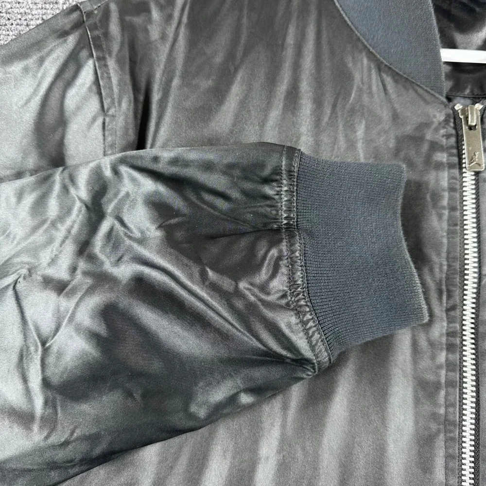 Jordan Bomber Jacket Mens L Large Black‎ Satin Full Zip 23 Flight 833918-010